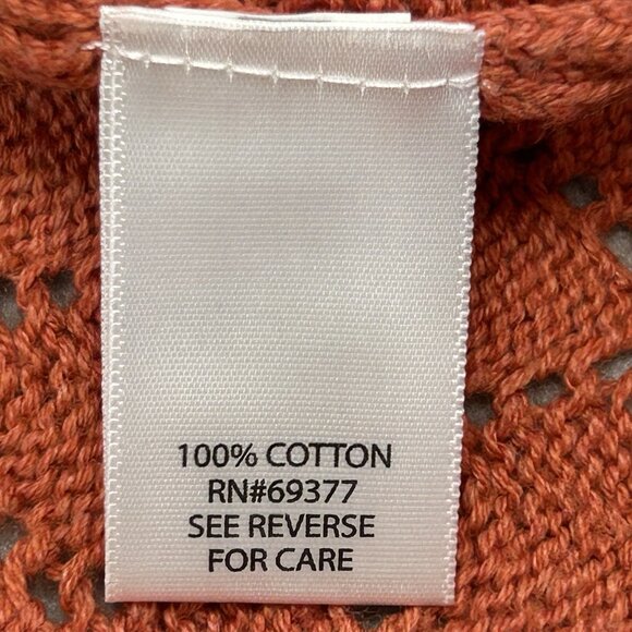 SONOMA S Crop Sweater Rust Orange Cotton Open Front Cardigan Short Sleeve - Picture 4 of 7